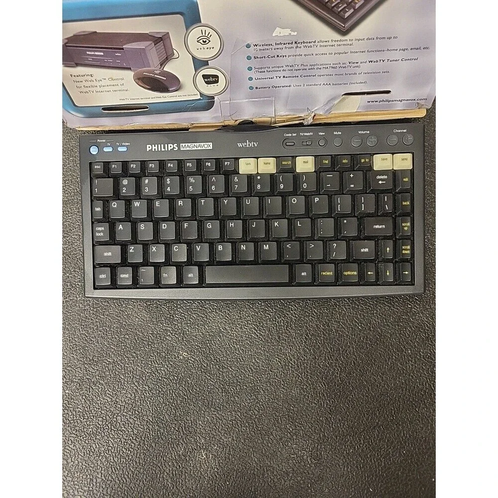 Philips Magnavox Webtv Plus MWK122BK Wireless MSN WebTV Keyboard Untested